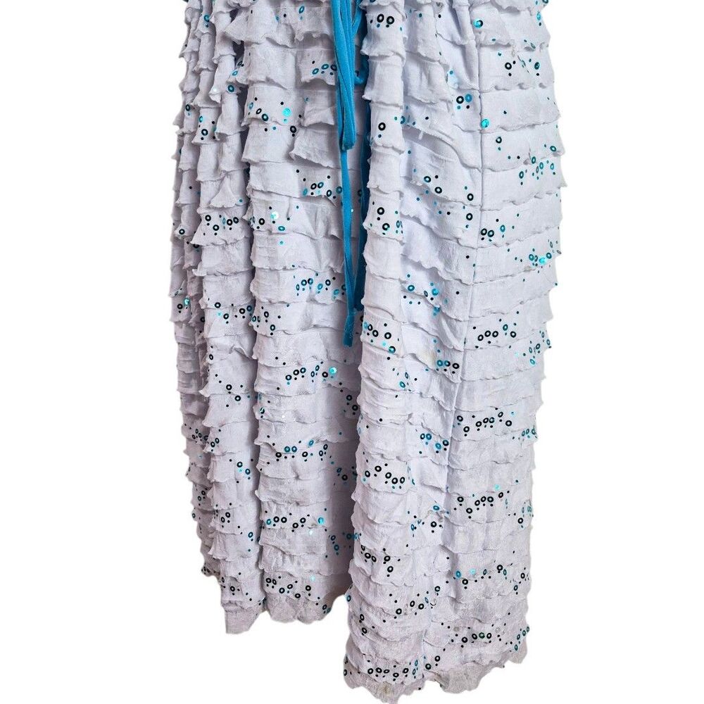 Y2K Speechless L Coastal Blue White Sequin Ruffle Dress Shrug Midi Party Dress - Picture 4 of 9